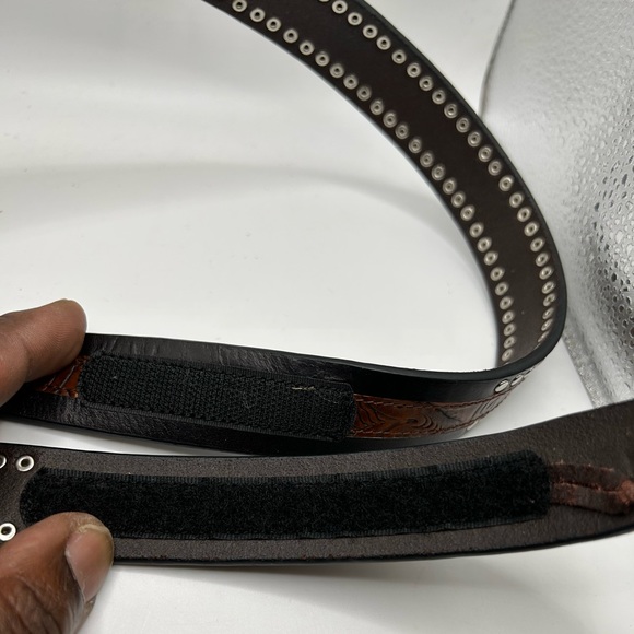 Terry Stack Italian Leather Brown/Black with Silver Tone Studs - Picture 3 of 6